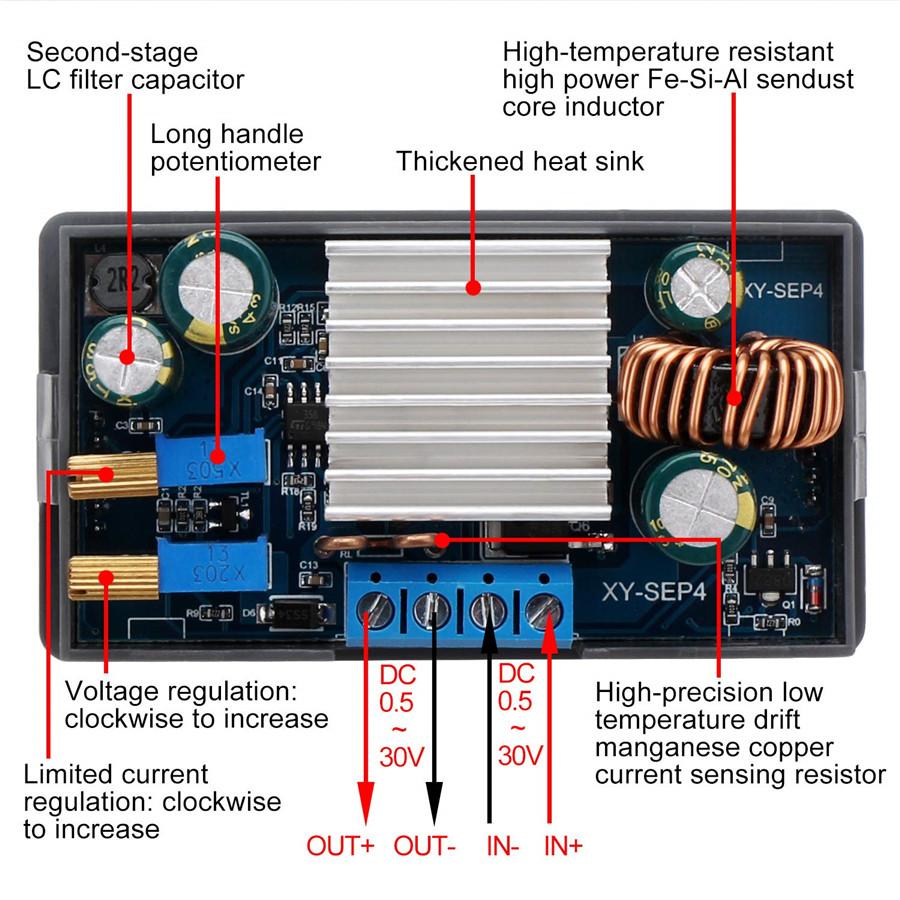 Power Supply Module Solar Charging Buck/Boost Converter Adjustable Constant Volt