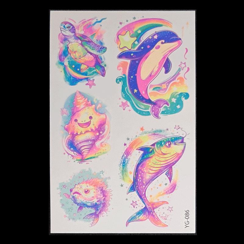 's New Fluorescent Butterfly Tattoo Sticker Music Festival KTV Concert Party Disposable Waterproof