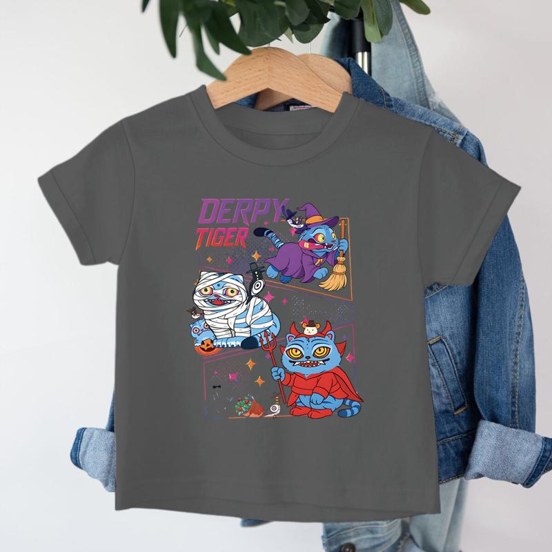 Halloween Tiger Derpy T Shirt Kids Kpop Demon Hunter Merch Tee Top Kids  AnimeGraphic Tees Girls Boys Funny Halloween Clothes