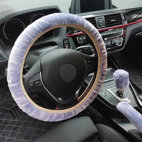 Universal Steering-wheel Plush Leopard Car Steering Wheel Covers Winter Fur Hand Brake Gear Cover Set Car Interior