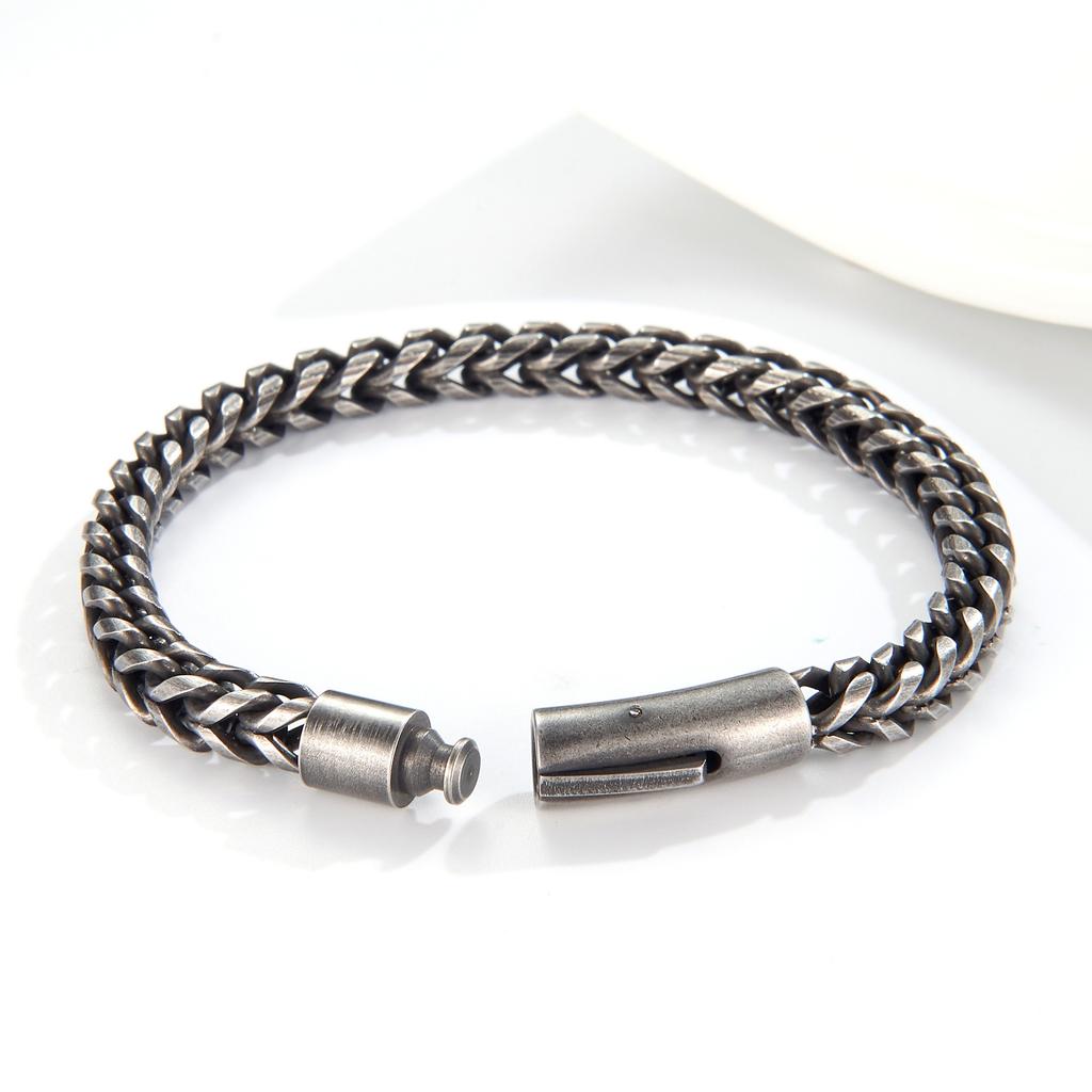 Pulseira de moda nicho pulseira de aço titânio retrô com fivela de mola joia masculina presente