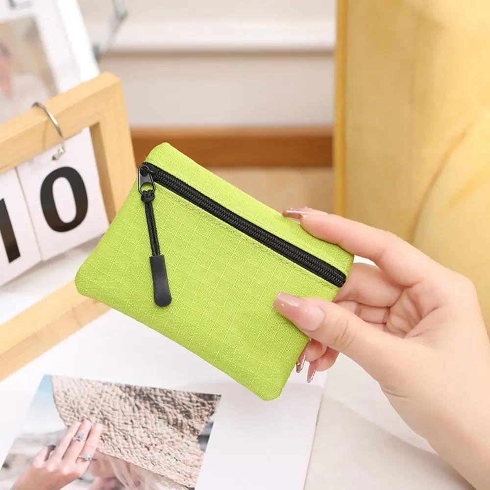 Canvas Mini Coin Purse Simple Zipper Kid Storage Pouch Money Pocket Solid Color Coin Key Bag Women Men