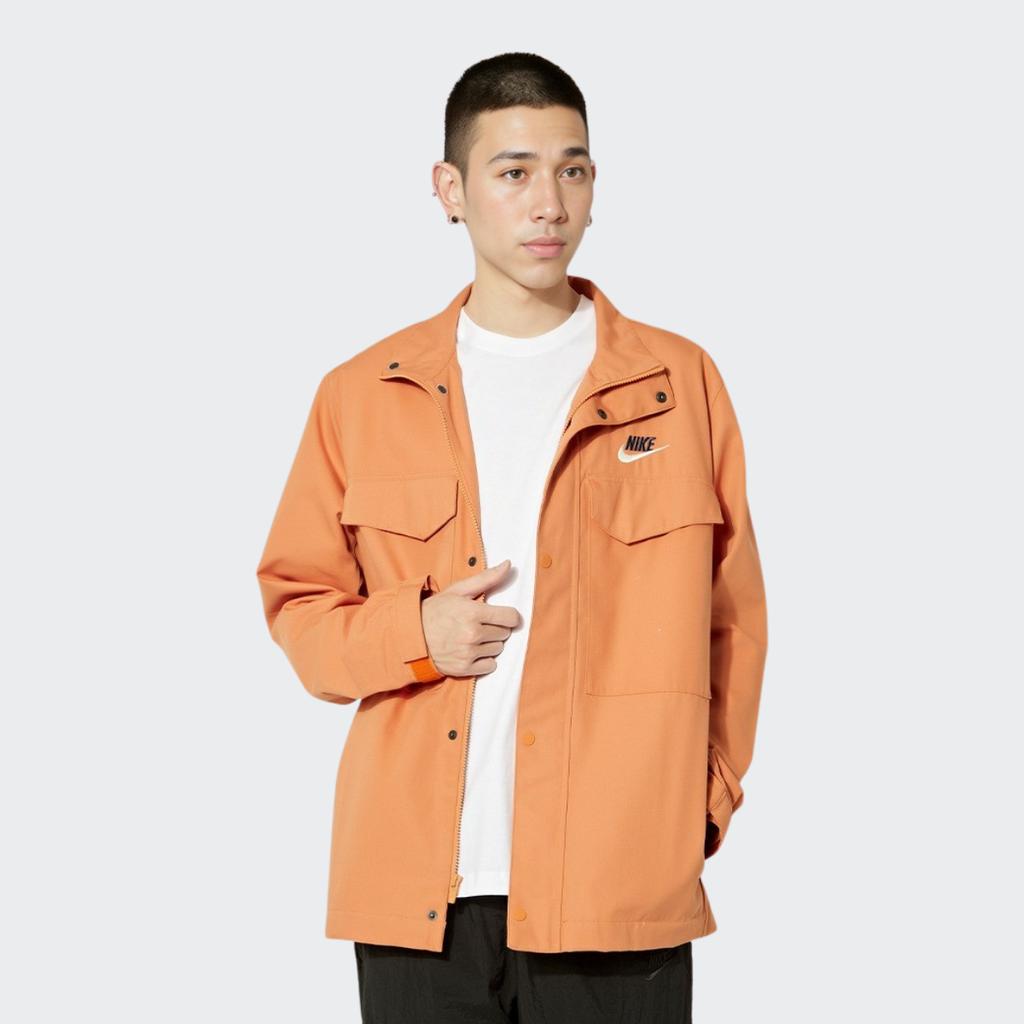 Nike Sportswear Solid Letter Logo Stand Collar Zip Jacket Men Jackets Orange DR7833-808