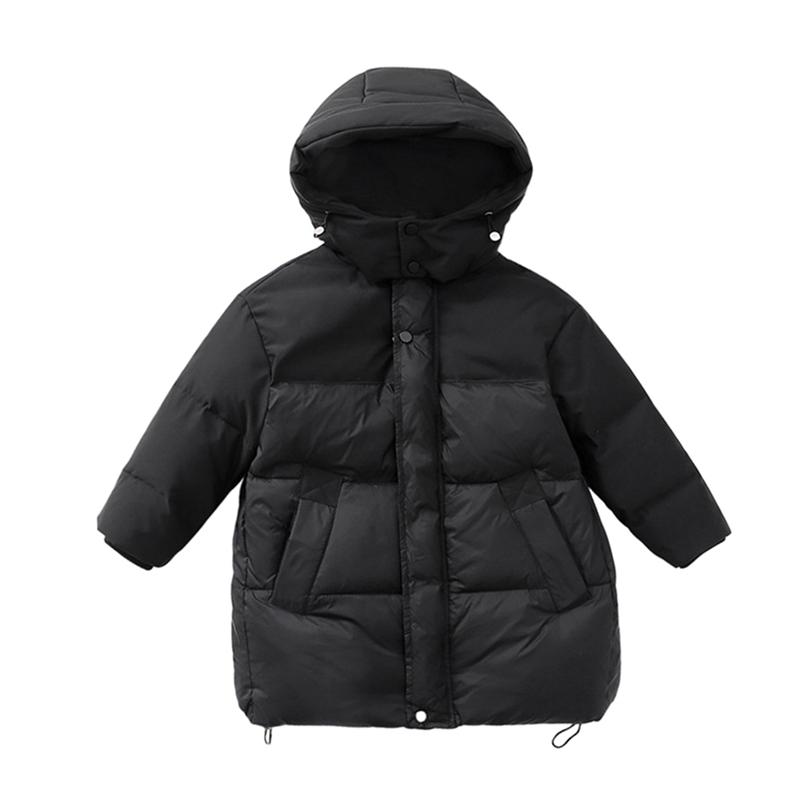 5-14 Years Kids Winter Hooded Mid-Length Coat