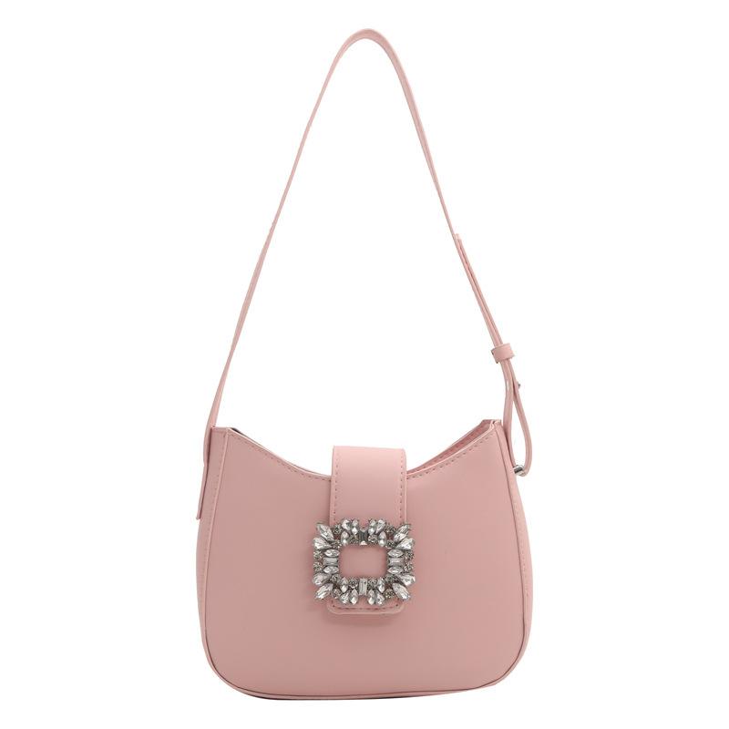 

Літня мода сумка під пахвами жіноча 2024 нова нішева текстурна сумка-багет універсальна іноземного стилю сумка через плече месенджер тренд рожевий