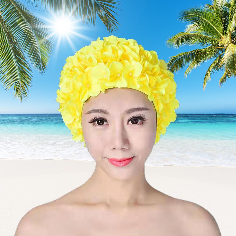 3D Flower Swimming Cap Breathable Swim Pool Hat Soft Long Hair Water Sports Hat Ear Protection Comfortable Pool Accesories