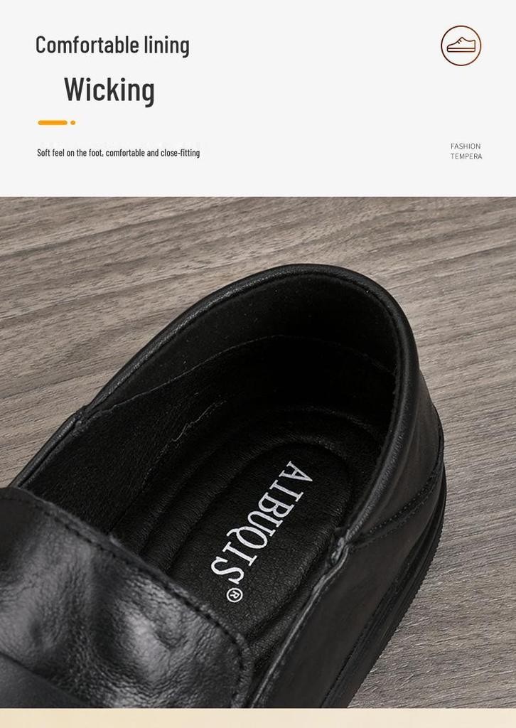 Men's Genuine Leather Casual Loafers - Versatile, Shock-Absorbing, Wear-Resistant, Soft Thick Sole Slip-ons for Driving and Business.