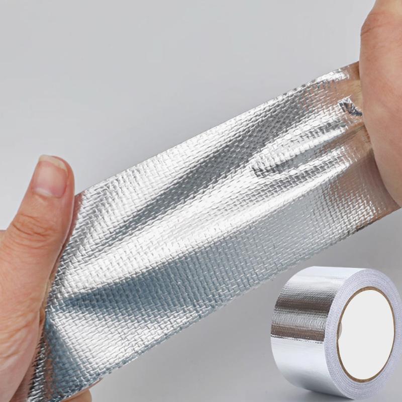 10M*3Cm Aluminum Foil Tape High Temperature Resistant Insulation Tape Manifold Downpipe Wrapping Tape Silver Tape