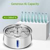 4L Cat Water Fountain Round Stainless Steel Automatic Drinking Fountain Double Outlet Cat Drinker Suitable for Two Pet Dog Cat