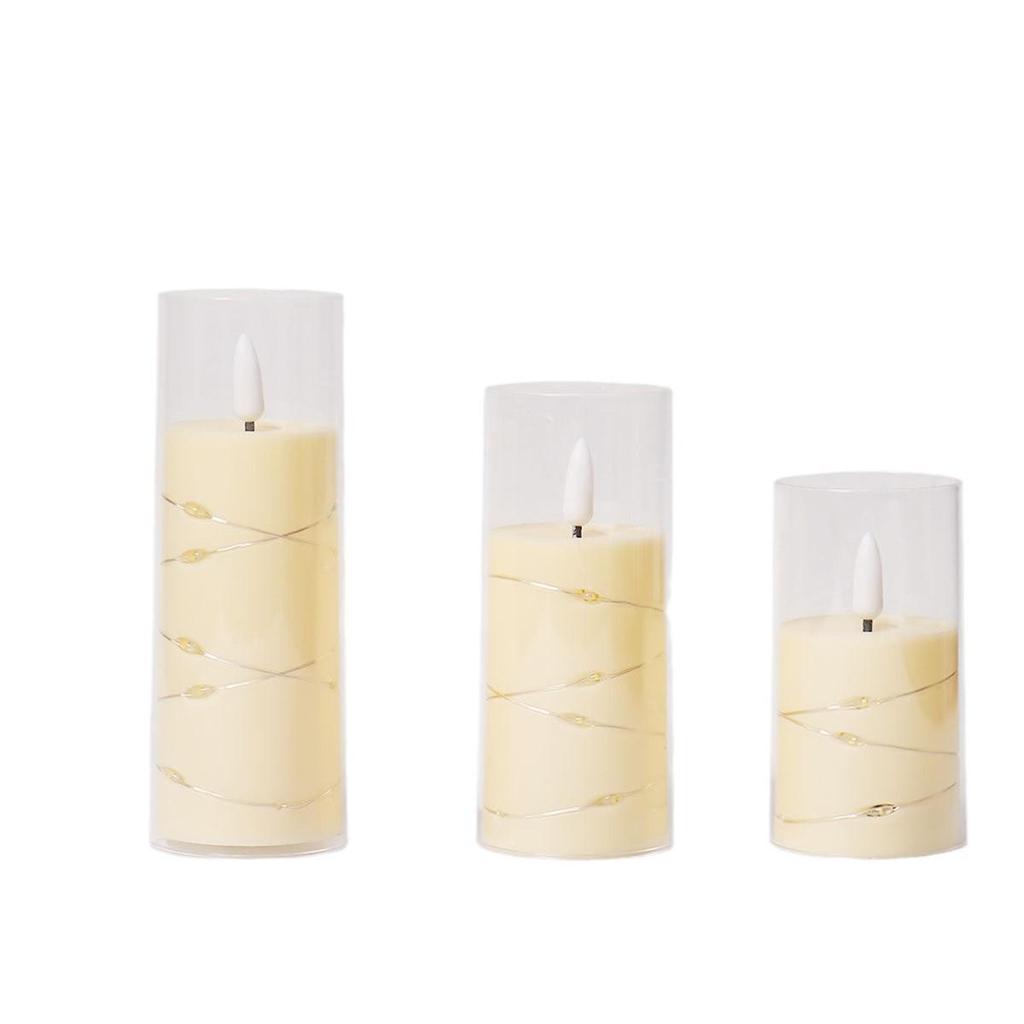 Simulated LED Candle String Lights with Acrylic Cups for Christmas, Birthdays, and Weddings