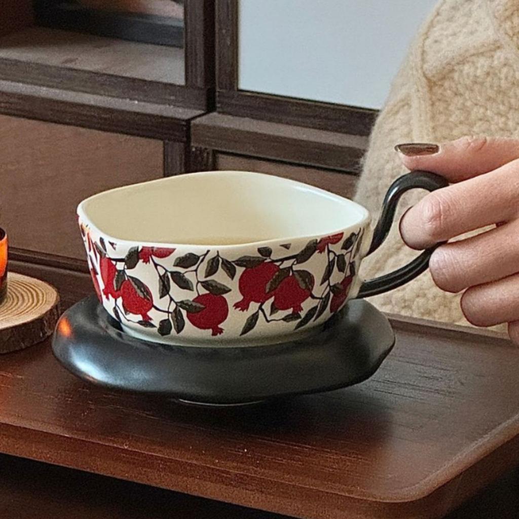 Kreatives Zuhause Im Französischen Retro Unterglasur Blume Kaffeetassen und Untertassen Antike Keramiktassen Nachmittagstee Geschenke