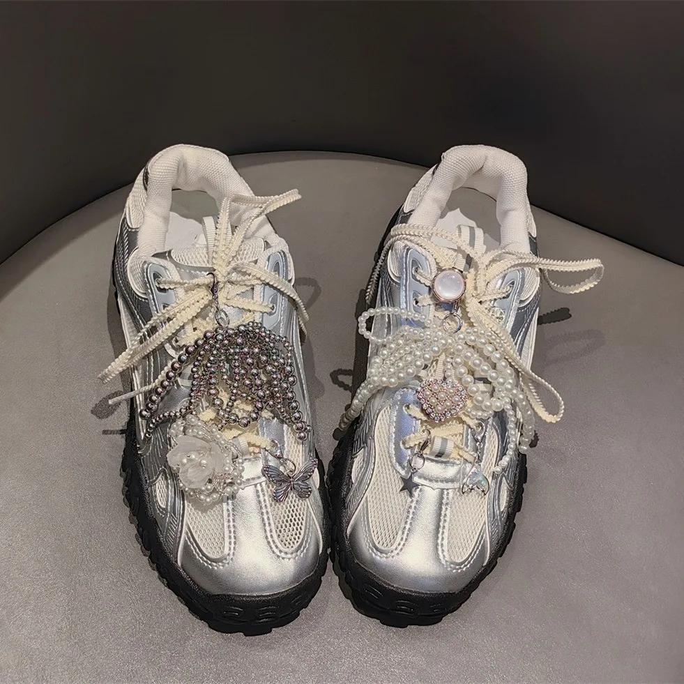 1PCS Clips Buckle Decorations Rhinestones Pearl Gem Casual Flower Shoes Accessories Fashion Shoelaces Shoe Charms for Sneakers