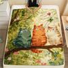 Cute Cats Print Flannel Blanket, High Quality Comfortable for All Seasons, Home Decor, Warmth and Comfort