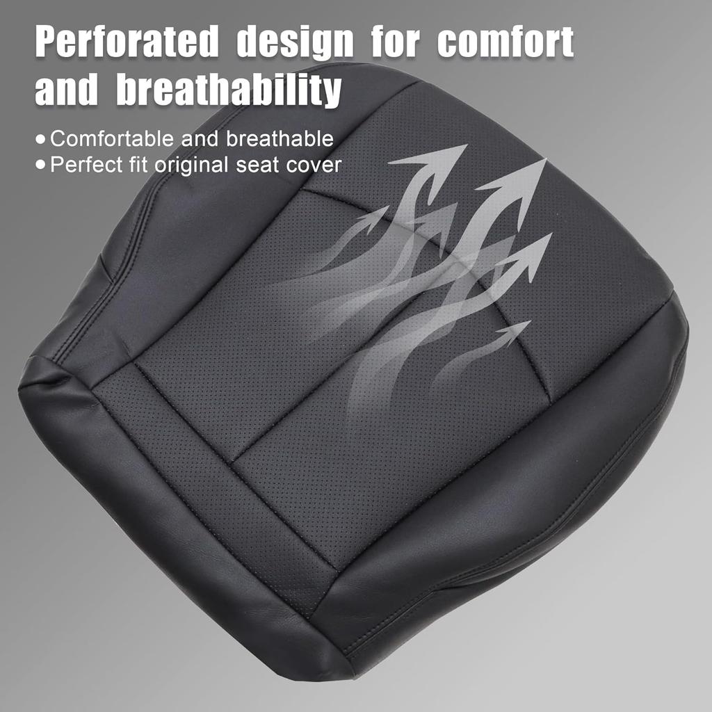 GXARTS Driver Side Bottom Lower Replacement Perforated Leather Seat Cover Black Compatible with Mercedes Benz E63 E280 E300 E320 E350 E500 E550 2003