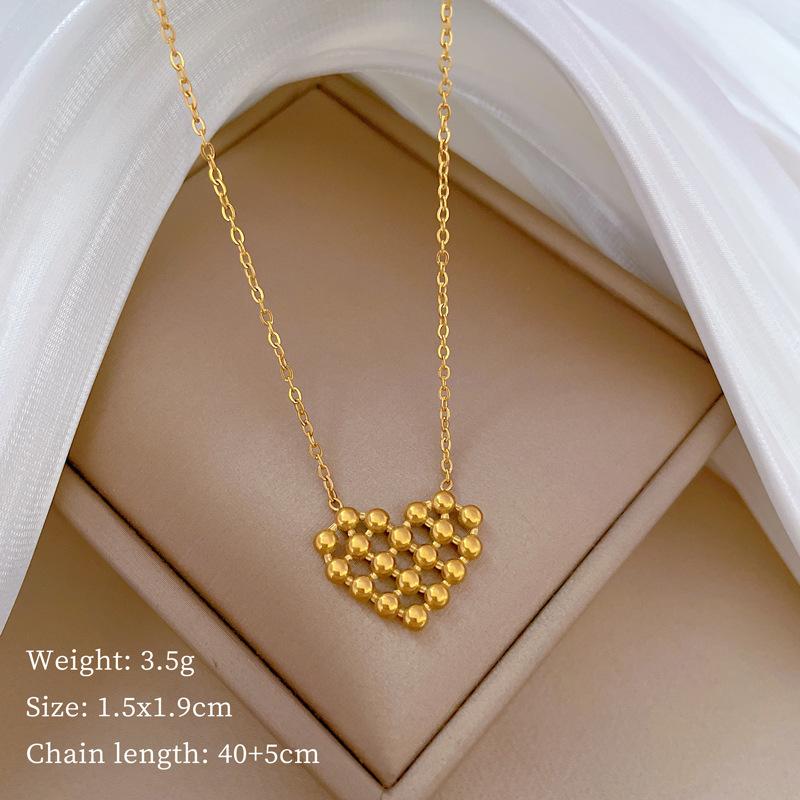 Hollow Round Beads Love Temperament Personality Minimalist Furnace Real Gold Female Collarbone Necklace