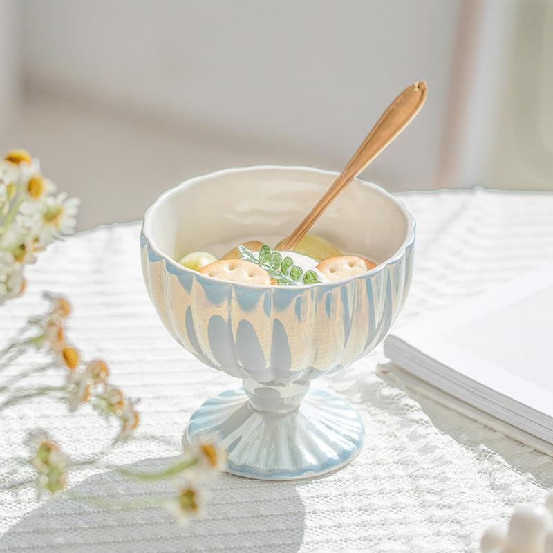 Nordic High Value Ice Cream Ceramic Cup Creative Pearl High Legged Mug Restaurant Fruit Dessert Bowl Cup