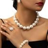 Elegant Faux Pearl Jewelry Set: Necklace, Bracelet, Ring & Earrings for Women 