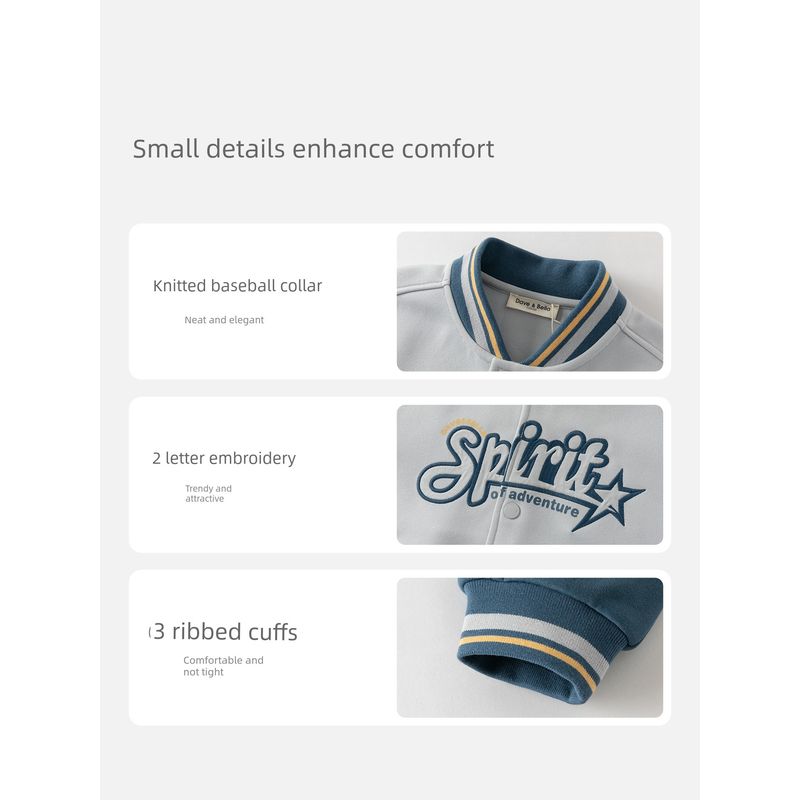 David Bella Kidsren's Knitted Jacket Boys' 2026 New Baseball Uniform Medium and Large Kidsren's Sports Cardigan Top Spring Wear