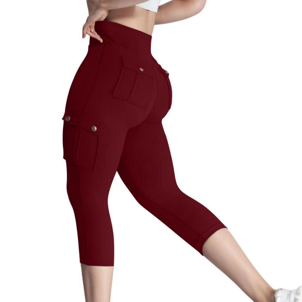 Women's Pocket Workout Fitness Pants High Elastic Tight Yoga Pants Running Pants