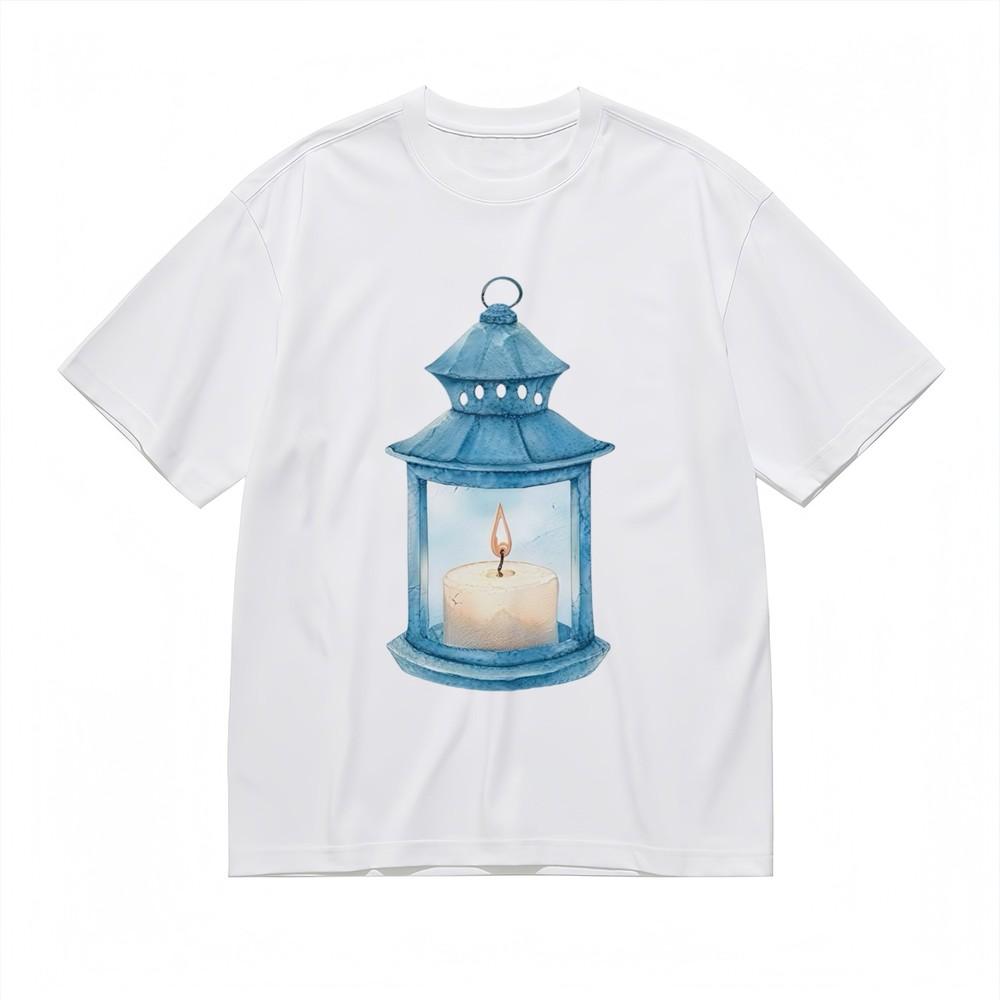 

Women s Soft Breathable All Season Classic T-Shirt Blue Lantern Design Tee USA S