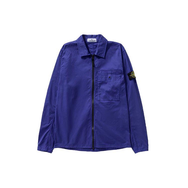 

Stone Island Logo Patch Front Pocket Fitted Comfortable Casual Jacket Men jackets Blue 761512619-V0022 M