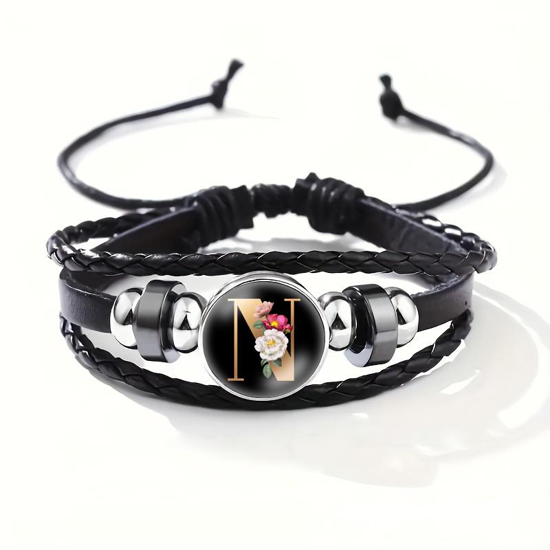26 Letters A-Z Handmade Leather Bracelet Woven Multi-layer Punk Id Name Friendship Couple Bracelet