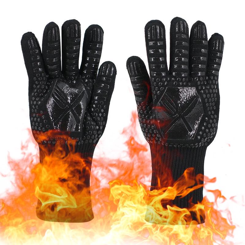 Silikonové grilovací a troubové rukavice odolné vůči vysokým teplotám a protiskluzové