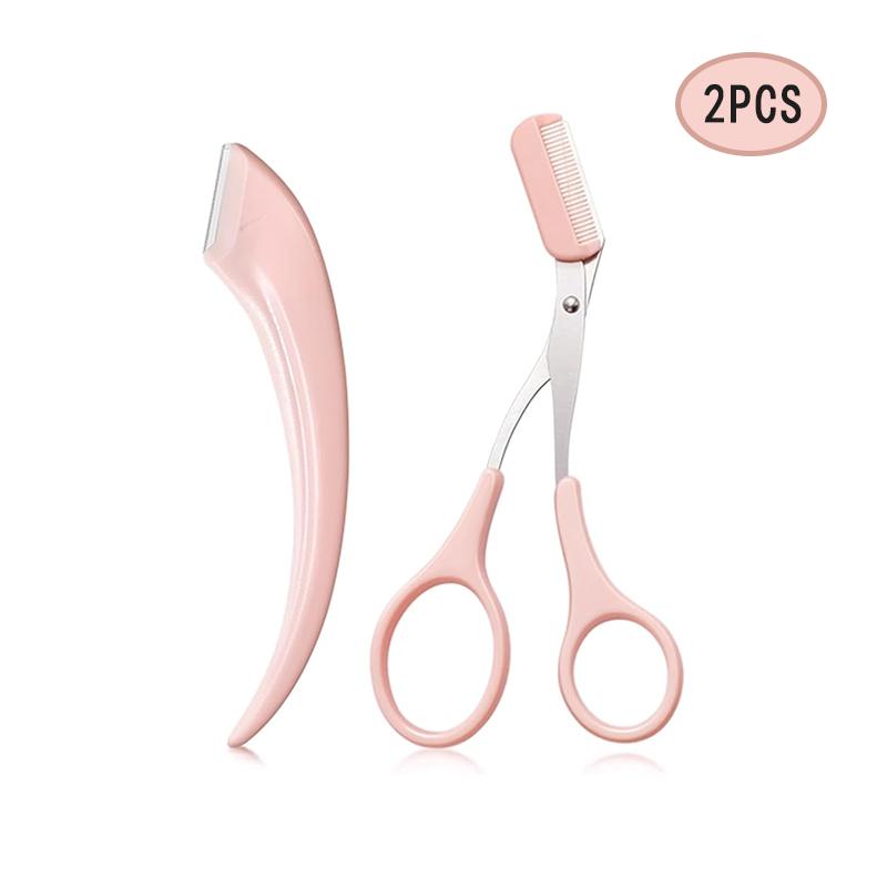 Precision Eyebrow Scissors with Comb - Safe Scratch-Free Trimming for Women Men - Pink Handle Metal Teeth Perfect Grooming Gift