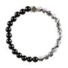 Original design natural black rutilated quartz s9Silver octagonal beaded bracelet for men and women, simple design for couples