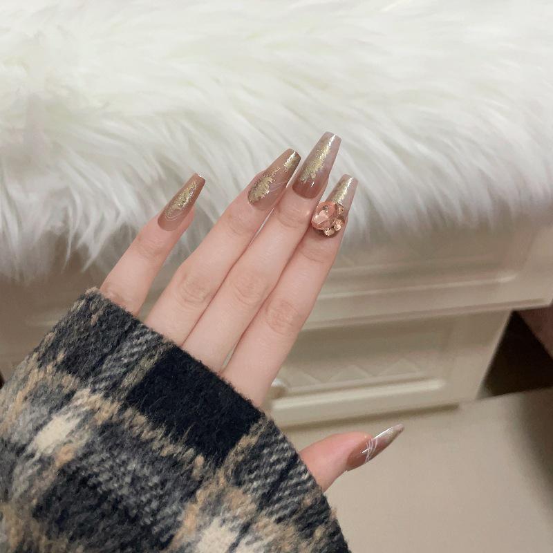 Luxurious Handmade Translucent Nail Tips for Autumn/Winter – Soft Texture, High-Class Feel