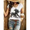 Sommer Buntes Tier 3D Muster Kurzarm T-Shirt Modisches Bequemes Oversized Atmungsaktives Damen V-Ausschnitt T-Shirt