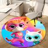 1pc Super Kitties Adventures1 Design Printed Area Round Carpet for Bedroom Living Room Home Decor Rugs Mat Non Slip Mat Rug for Bedside