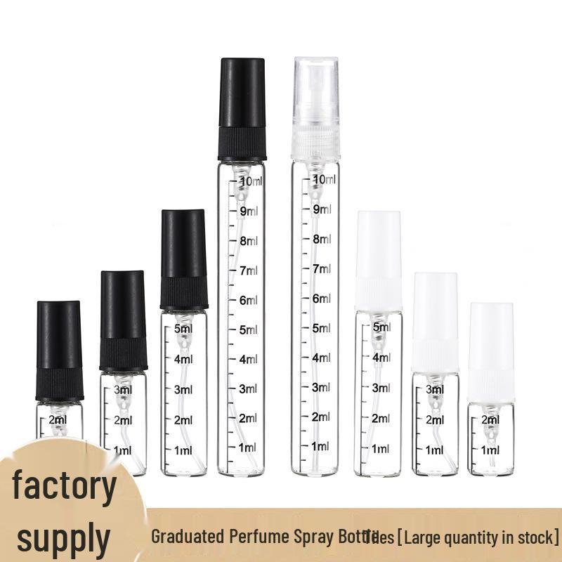 Graduated Glass Spray Bottles: 2ml, 3ml, 5ml, 10ml Perfume Sample and Decanting Sizes 2ml Graduated; Black; Glass