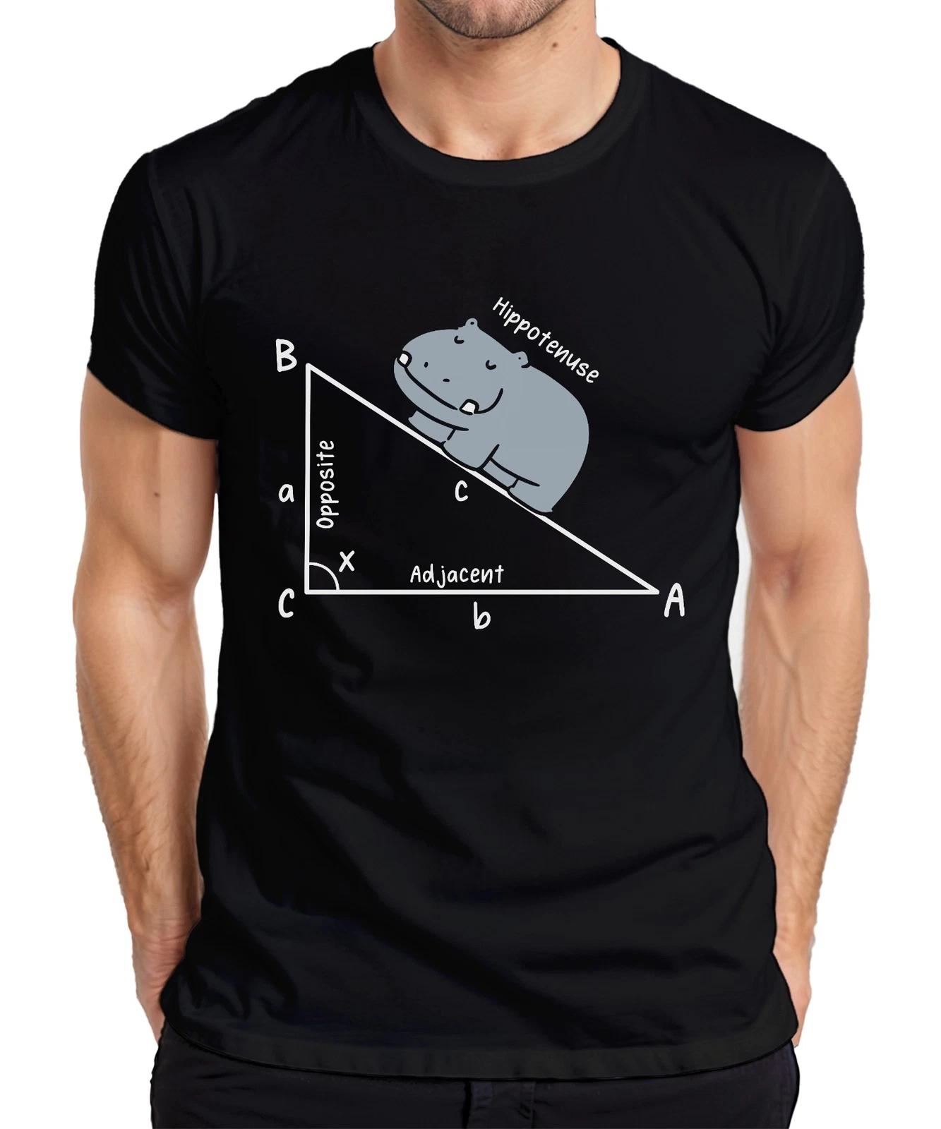 Hippotenuse Math Trigonometry Triangle Hippo Gift Teacher Mens T-Shirt- S