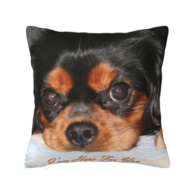 Custom Modern Cavalier King Charles Spaniel Cushion Cover for Sofa Velvet Cartoon Dog Pillow Case Bedroom Decoration