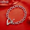 925 Sterling Silver Fashion Gift Heart Clasp Bracelet Wedding Jewelry