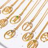 Türkis-Zodiac-Runen-Halskette mit Schlüsselbein-Kette aus Edelstahl und Gold