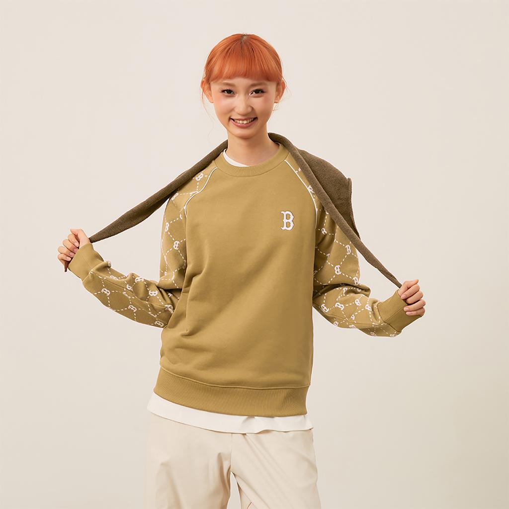 New MLB MONOGRAM Collection Boston Red Sox 24FW Sweatshirt Unisex Camel 3AMTM1244-43CAS