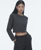 MUSINSA STANDARD WOMAN [Cooltandard] Women'S Crew Neck Crop Long Sleeve T-Shirt [Dark Gray]