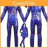 Costum Cosplay Evie din Descendants 3 Pentru Copii cu Salopetă Albastră Elegantă pe Tot Corpul și Fermoar la Spate
