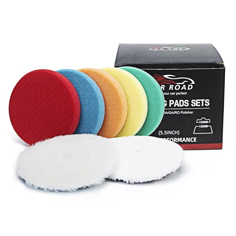 6  Buffing Polishing Pads,7Pcs 6.5 Inch Backing Plate,Compound Buffing Sponge And Woolen Pads,Cutting Polishing Pad Kit For Car Buffer 5 Inch(125mm)