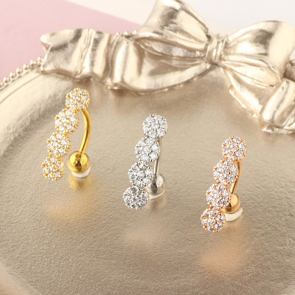 Europäische und amerikanische neue Produktpunktion, Nabelschmuck mit vier Blumen, invertierte Bänder können gefaltet werden, Punktionsschmuck, Bohren des Nabelrings