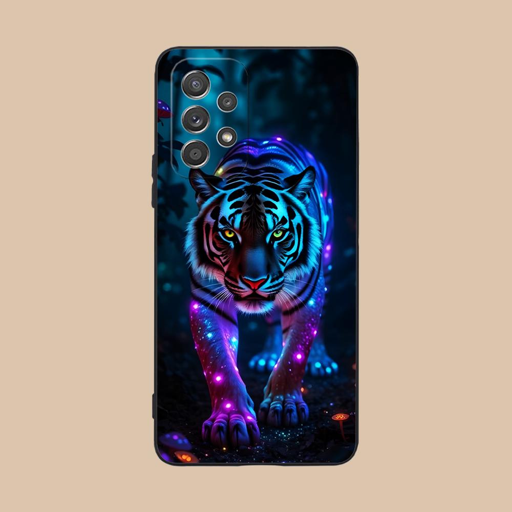 

Tiger Neon Mobile Cell Phone Case for Samsung Galaxy M55 54 42 35 34 33 32 23 22 15 14 13 12 F55 5G Colorful Cover Luxury Cover Galaxy F04