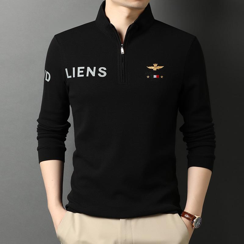 

Весенне-осенние новые мужские футболки с длинным рукавом, рубашки-поло, свободные повседневные мужские футболки для молодых и мужчин среднего возраста XXXL