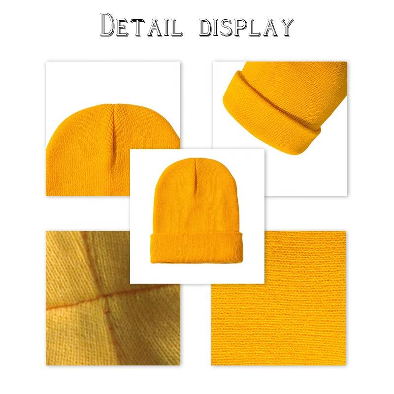 Custom Logo Unisex High Quality Plain Blank Dyed Solid Color Winter Hat Acrylic Knitted Cuffed Beanie