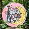 D Flat pc Farmhouse Wall Sign Featuring Colorful Sun And Moon Profile Art Round Print Circular Home Decor Rustic Vintage Met