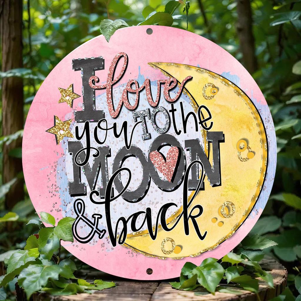 D Flat pc Farmhouse Wall Sign Featuring Colorful Sun And Moon Profile Art Round Print Circular Home Decor Rustic Vintage Met