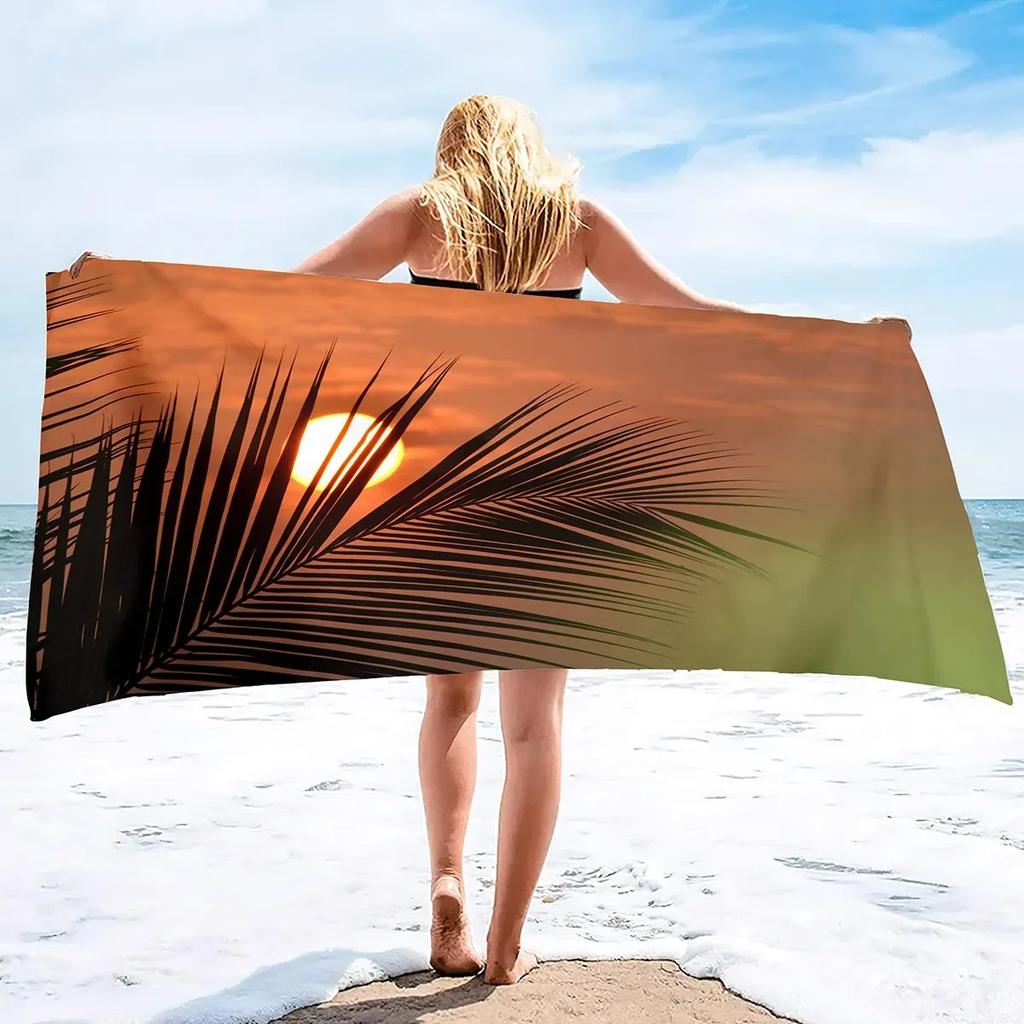 Beach Towel Palm Leaves Pattern Oversized Microfiber Tropical Beach Towel,Thin Lightweight Pool Swim Palm Tree Bath Shower Towel