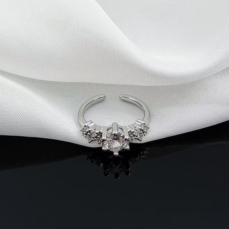 Super Immortal Zir*****Ctagram Single Diamond Zir*****Pen Ring Women'S Niche Light Luxury Stacked Index Finger Ring