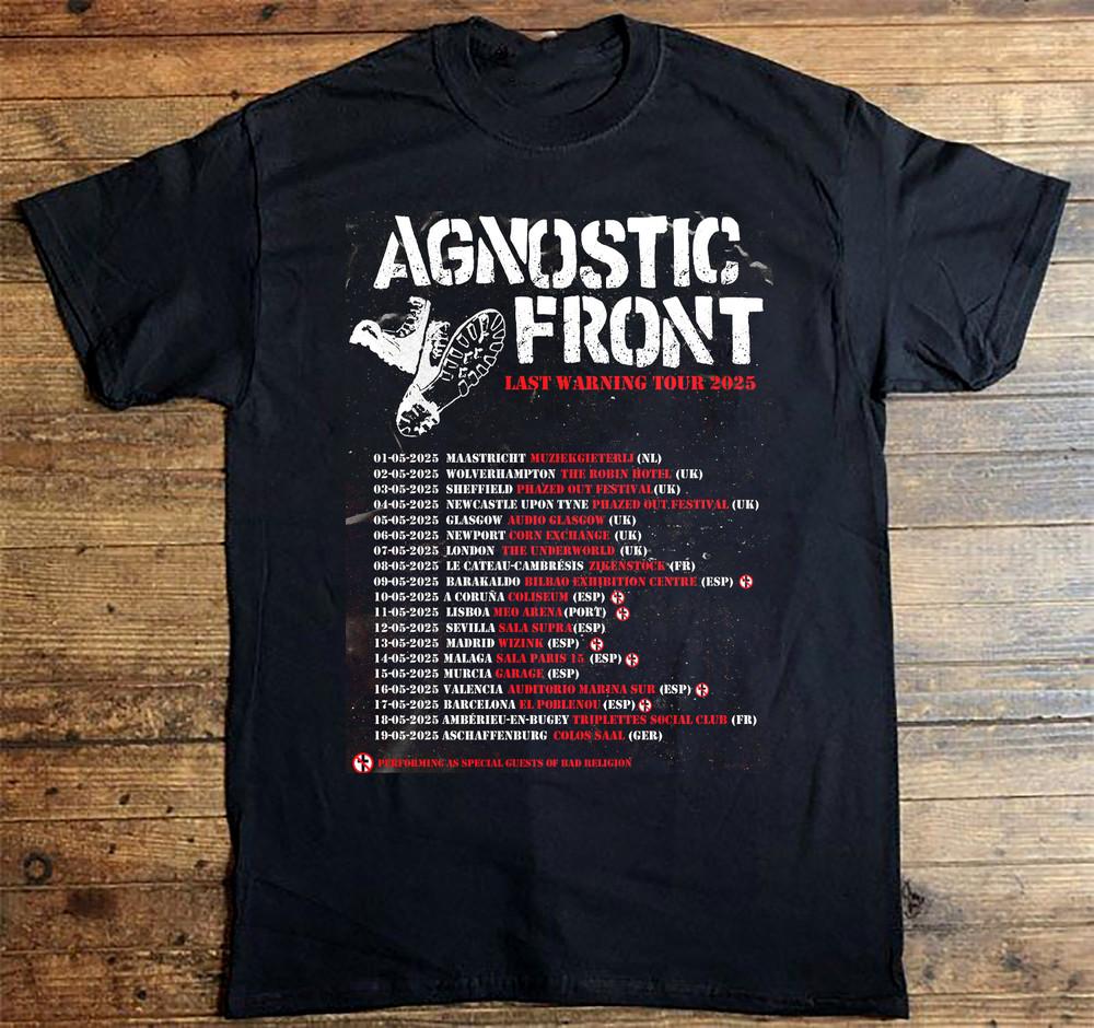 

Collection Agnostic Front Last Warning Tour 2025 T Shirt Black All Size KK282 Unisex T-Shirt M